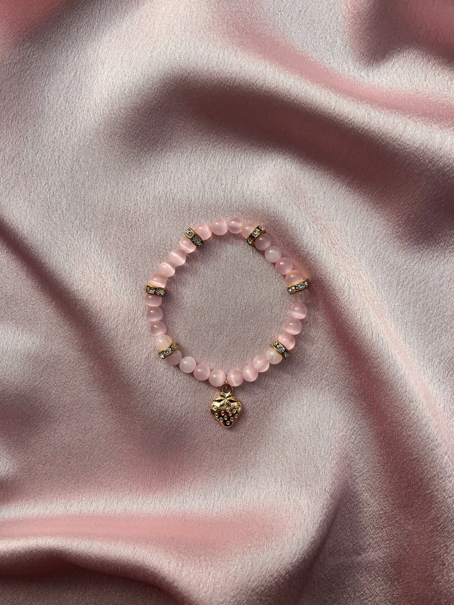 Gold Pearl Bracelet and Strawberry Charm Bracelet Set